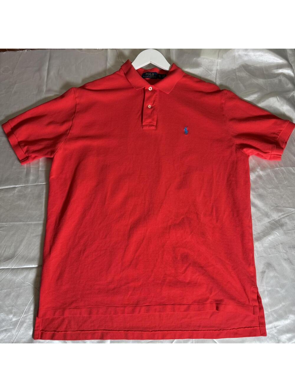 Polo Ralph Lauren Men’s XL Red/Orange Mesh Polo Shirt Blue Pony Classic Fit